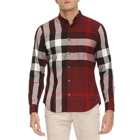 camicia a pois uomo burberry rosso parata|Classici Burberry da uomo .